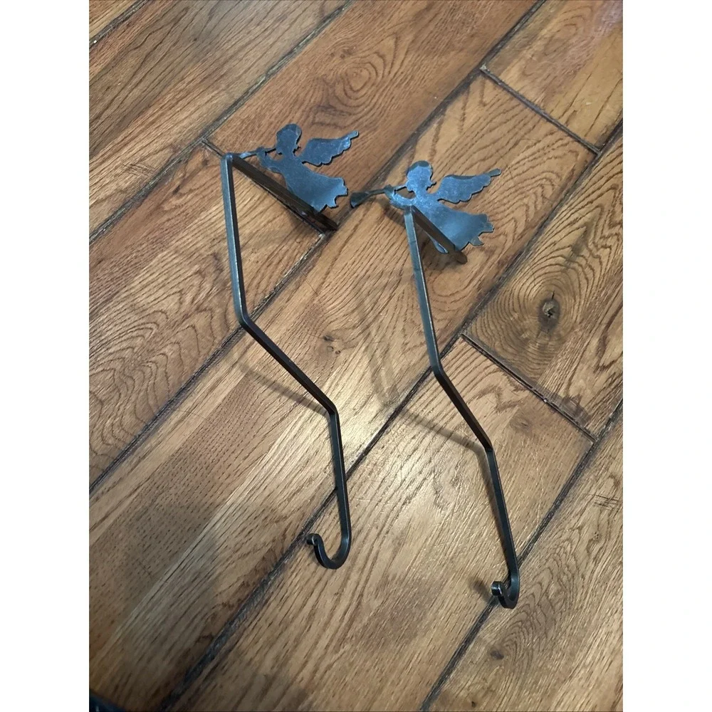Rod Iron Angel Stocking Holder Garland Hook Black Rod Iron Set Of 2 12